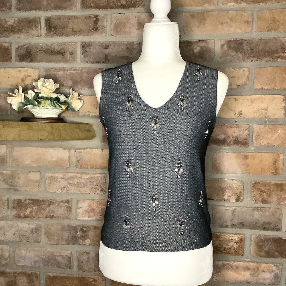 Chelsea 28 Embellished Herringbone Top 147